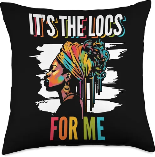 Vista 4 de Locs Afro Dreadlocks Love Natural Beauty Hair It's the Locs for Me Afro Hair Black American African Girl Throw Pillow, 16x16, Multicolor