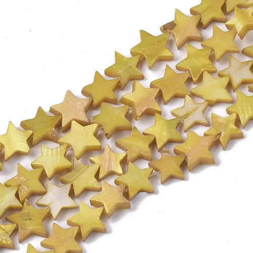Vista 4 de Fashewelry 45 cuentas sueltas de concha de agua dulce natural de estrella celestial, cuentas espaciadoras planas de cinco puntas totalmente