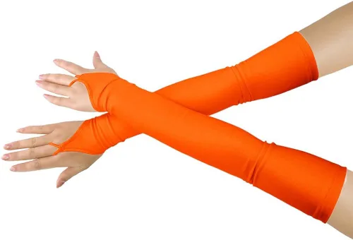Vista 6 de Shinningstar Guantes largos de elastano elástico sin dedos sobre el codo para niñas y niños adultos