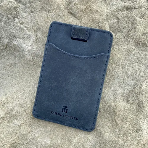 Vista 5 de Tailor Master Tarjetero para Tesla Model 3 X Y Slim Minimalista Tarjetero Bloqueo RFID, Azul marino