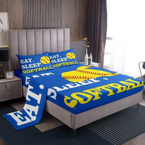 Vista 119 de Feelyou Juego de sábanas de béisbol para niños, juego de sábanas con temática deportiva de pelota, tamaño individual, para niños, adolescentes