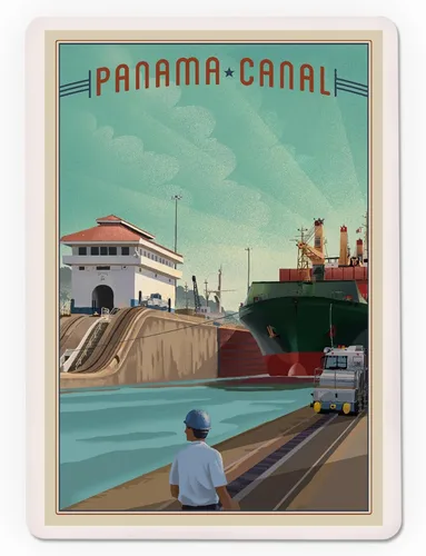 Vista 3 de Lantern Press Canal de Panamá, Litho (52 cartas de juego, baraja de cartas tamaño póquer con comodines)