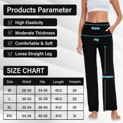 Vista 7 de ADANIKI Pantalones de yoga para mujer con bolsillos, pantalones de cintura alta con corte de bota y pierna recta para mujer, pantalones deportivos