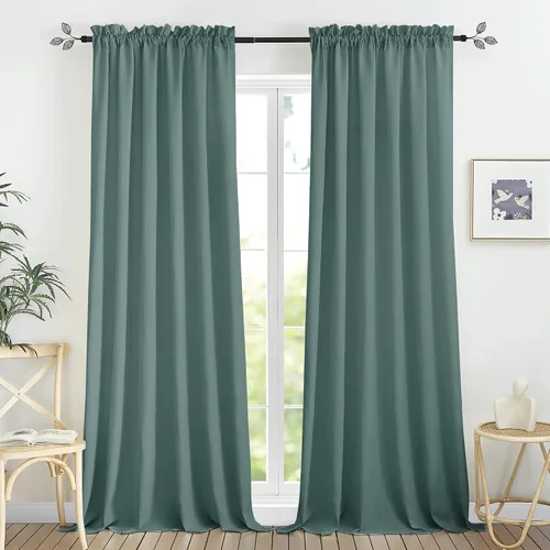 Vista 38 de RYB HOME - Cortinas de lino texturizado semitranslúcidas, privacidad media, filtro de luz, decoración de ventana para dormitorio/baño/sala de estar