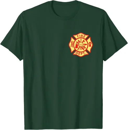 Vista 92 de Camiseta con logotipo de bomberos con símbolo de bombero, Negro