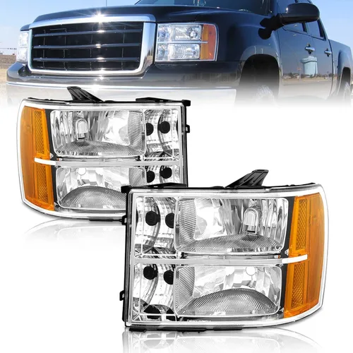 Vista 9 de AS Conjunto de faros delanteros compatible con 2007 2008 2009 2010 2011 2012 2013 2014 Sierra/07-13 GMC Sierra 1500/07-14 GMC Sierra 1500HD 2500HD