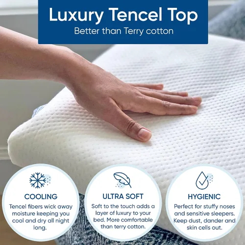 Vista 2 de Protector de colchón Tencel de lujo tamaño individual, 100% impermeable, ultra suave, naturalmente refrescante y transpirable, funda de bolsillo
