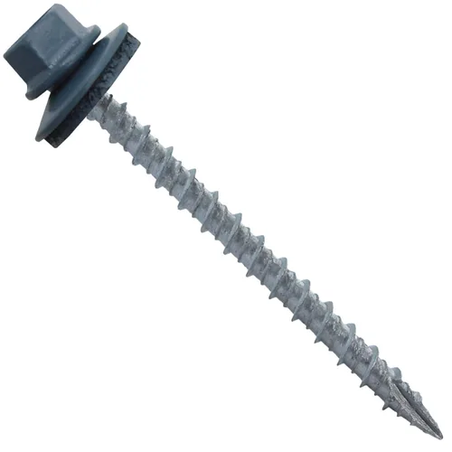 Vista 57 de 10 tornillos para techos de metal gris ABC de 2-1/2 pulgadas, cabezal de arandela hexagonal, arranque automático/roscado, arandela EPDM. 1 bolsa