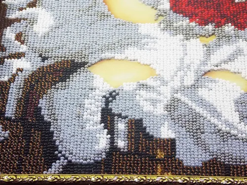 Vista 5 de Handmade Gift for Twins sister brother Bead embroidery wall decor seed stitch picture for nursery