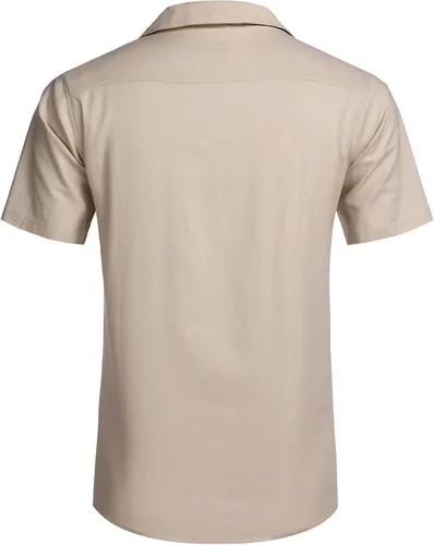 Vista 4 de COOFANDY - Camisas hawaianas de algodón y lino, florales, tropicales, con botones para hombre