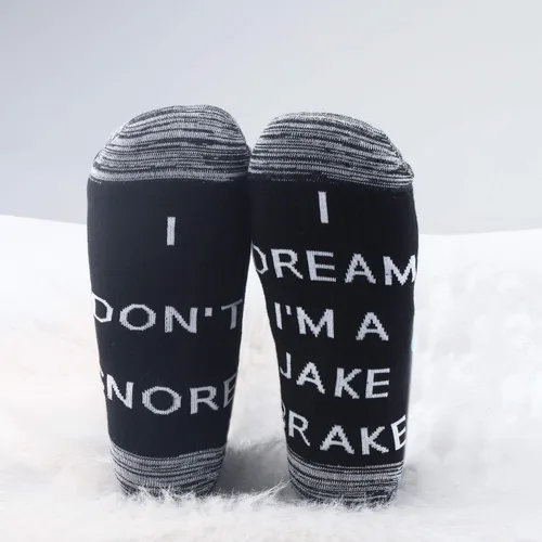 Vista 3 de JXGZSO 2 pares de calcetines de camionero de regalo para camión volquete I Don't Snore I Dream I'm a Jake Brake Socks regalo para semi conductor