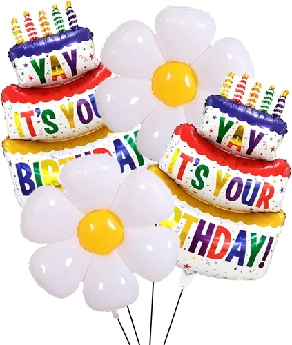 Vista 7 de 2 globos de cumpleaños grandes de 41 pulgadas inflados de Mylar para suministros de fiesta de cumpleaños, decoración de baby shower