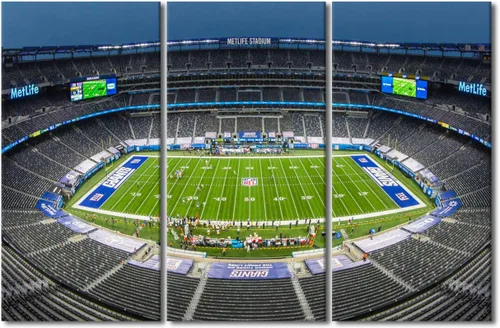 Vista 46 de TUMOVO MetLife Stadium - Decoración de pared de Nueva York, 3 piezas, lienzo, arte de pared para decoración del hogar, juegos de fútbol americano