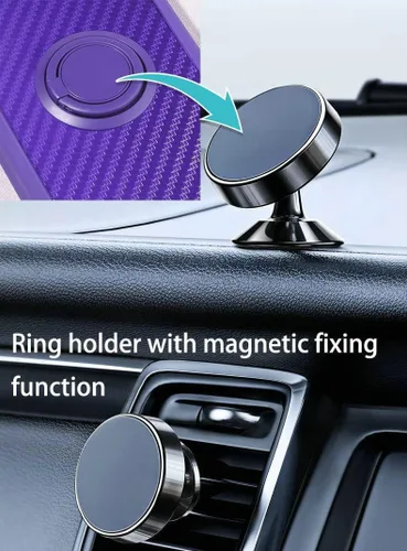 Vista 5 de Case Compatible with Celular Kalley Element 5+Plus Phone Case PC backplane + Silicone Soft Frame Cover [360 Metal Ring, Magnetic Car Mount] TZZH-ZI