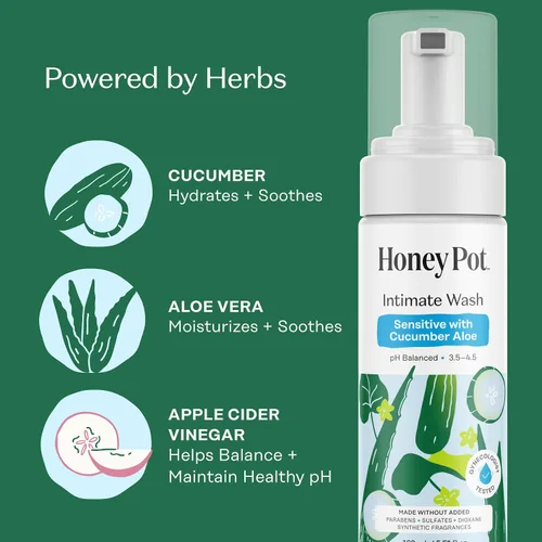 Vista 6 de The Honey Pot Company - Paquete de lavado femenino y toallitas femeninas - Incluye lavado femenino de pH Balance y toallitas para mujer - Productos