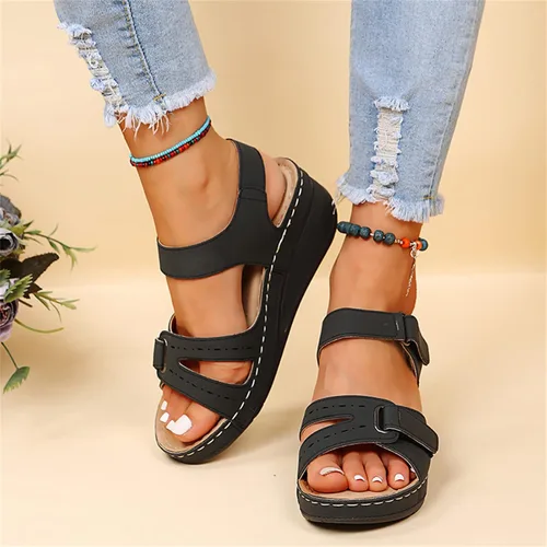 Vista 4 de Sandalias ortopédicas para mujer, con soporte para el arco, para caminar, cómodas sandalias ortopédicas de verano con correa trasera