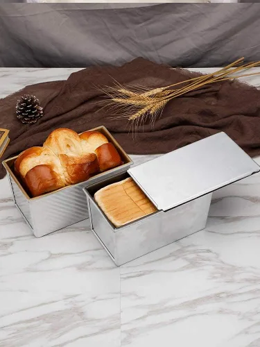 Vista 6 de Pullman - Molde para pan con tapa, de acero aluminiado, molde para pan Pullman de grado comercial, antiadherente, con tapa (13 x 4.3 x 4.8 pulgadas)