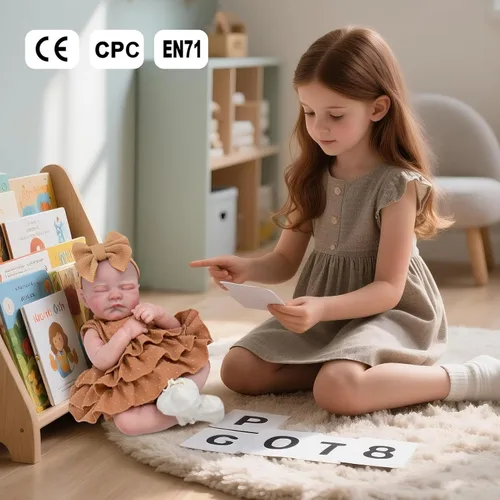 Vista 8 de Aori - Muñecas bebés Reborn realistas - Muñeca recién nacida durmiente de 20 pulgadas, niña realista con set de alimentación y atuendo - Cuerpo