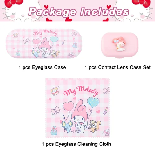 Vista 5 de G-Ahora Kitty - Estuche rígido para lentes de sol, organizador con paño de limpieza