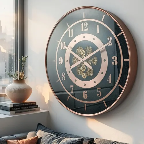 Vista 3 de THE GEARS CLOCK Reloj de pared con engranaje móvil real de 24 pulgadas, línea Suecia, Gotemburgo (24 pulgadas (23.2 in)