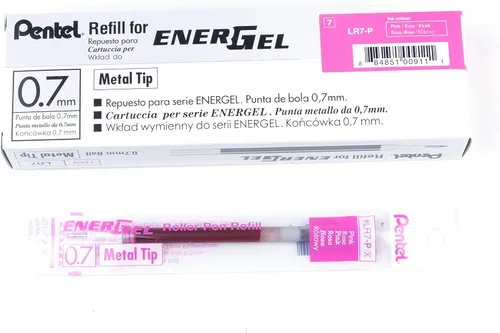 Vista 11 de Pentel - Tinta de recarga para bolígrafo de gel líquido EnerGel, (0.7mm), punta de metal, tinta negra, caja de 12 (LR7-A)