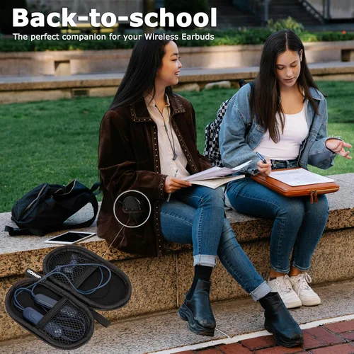 Vista 2 de Ginsco Estuche Mini-Portátil para Auriculares Beats Flex Inalámbricos con Micrófono Integrado, para Auriculares Apple EarPods con Cable/Auriculares