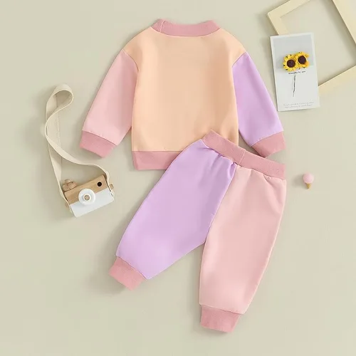 Vista 5 de Fernvia Ropa para bebé niña de 3, 6, 9, 12, 18 y 24 meses, conjuntos de sudadera de manga larga + pantalones