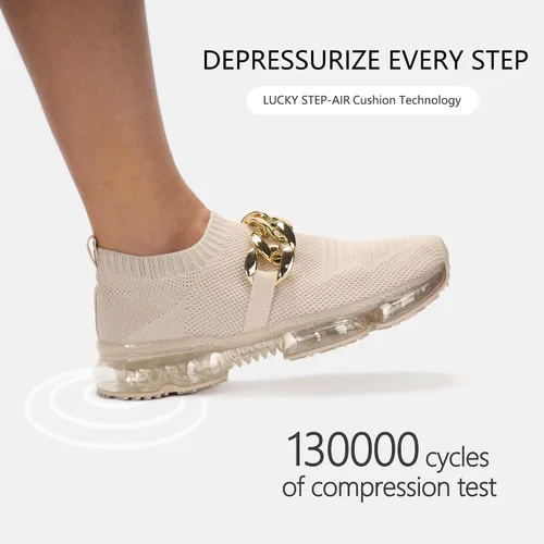 Vista 2 de LUCKY STEP Tenis con cámara de aire a la moda para mujer, transpirables, informales, cómodos y ligeros, para caminar