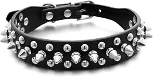 Vista 12 de Collares de piel sintética ajustable con remaches y tachuelas de hongos para gatos, cachorros, perros