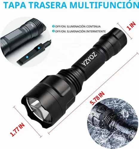 Vista 3 de Linterna táctica de luz roja recargable, kit de luz LED roja de 500 yardas, montaje en riel Picatinny universal con interruptor de presión