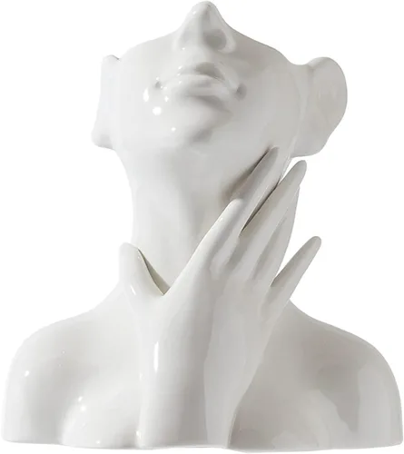 Vista 14 de Jarrón de cerámica con forma de mujer, ideal para decoración de estante, moderno florero para decoración de mesa, florero pequeño de granja
