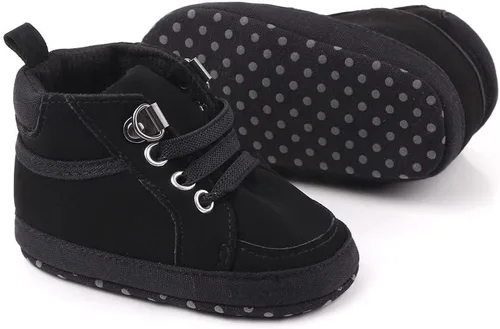 Vista 2 de Sekantrol Zapatos de cuna para recién nacidos, para niños y niñas, suela de goma suave, zapatos para bebés, zapatos deportivos de moda de caña alta