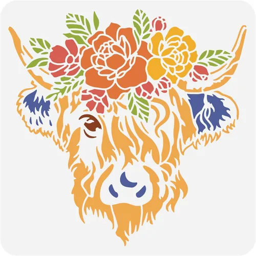 Vista 12 de BENECREAT 12 plantillas de huellas de animales, 12 x 12 pulgadas, plantillas de dibujo de ciervos/osos/conejos/zorros/pavo, para pintura de pared
