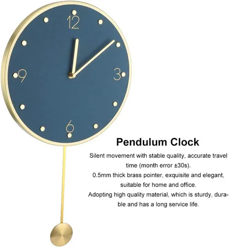 Vista 5 de Reloj de pared de péndulo moderno, reloj de pared grande para sala de estar, funciona con pilas, reloj de pared de péndulo silencioso para el hogar