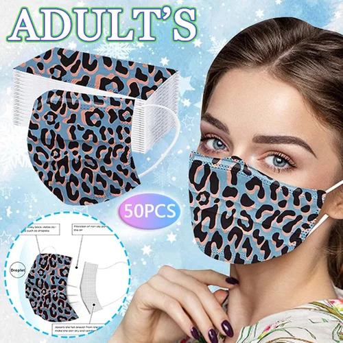 Vista 2 de 50 máscaras desechables de guepardo para mujer, para adultos, día festivo, cuidado de la piel, máscara facial de protección facial completa