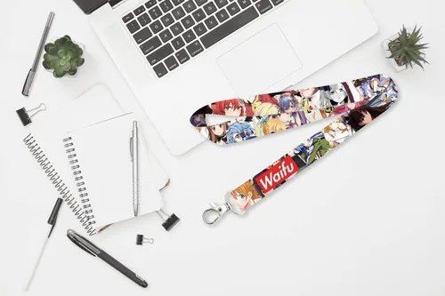 Vista 6 de Waifu Collage Kawaii Anime Lanyard Llavero Azul
