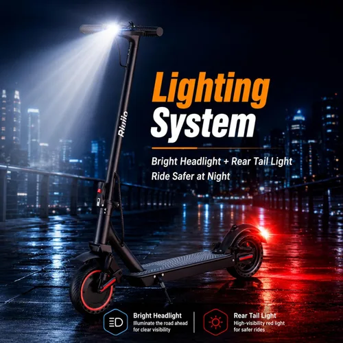 Vista 7 de Scooter eléctrico adulto 19Mph/22Mph E-Scooter ligero de largo alcance Rojo