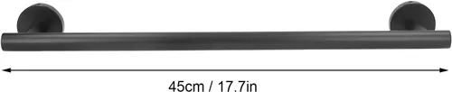 Vista 2 de Toallero para baño, toallero de acero inoxidable 304, toallero negro mate de 17.7 in, toallero de barra simple y elegante para baño, cocina