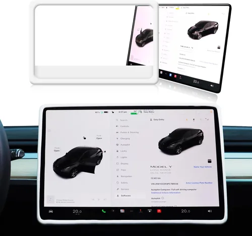 Vista 6 de Rislobx Protector de pantalla para Tesla Model 3/Y, accesorios con marco inferior ampliado, protección de pantalla de consola central de silicona