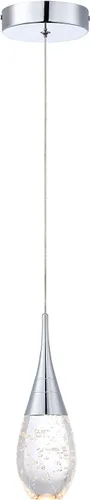 Vista 7 de JoollySun Mini lámpara colgante de cristal: 1 luz de lágrima regulable de 3 colores (3000 K-6000 K) colgante LED para isla de cocina baño - cromo