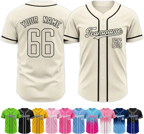 Vista 9 de Custom Baseball Jersey Stitched Personalized Name Number Baseball Shirts Sports Uniform for Men Women Boy