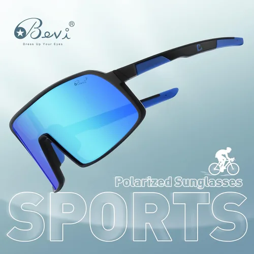 Vista 4 de Bevi - Lentes de sol deportivos polarizados con montura TR90 para hombres y mujeres, conducción al aire libre, ciclismo