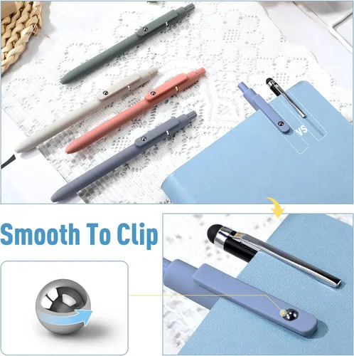 Vista 2 de Thenshop Bolígrafo retráctil de tinta de gel con repuesto de clic negro de 0.020 in, escritura suave, lindo secado rápido, punta fina y estética