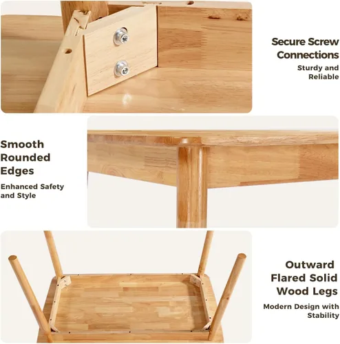 Vista 6 de DELAVIN Mesa de cocina moderna de mediados de siglo de 47.2 pulgadas, mesa de comedor de madera, mesa de cocina rectangular de madera, mesa de Negro