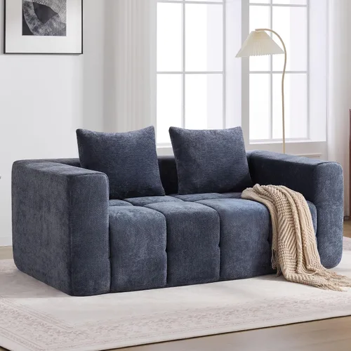 Vista 9 de Sofás sin estructura de 119" tamaño extragrande estilo nube para sala de estar, sofá seccional modular moderno con mechones con asiento profundo