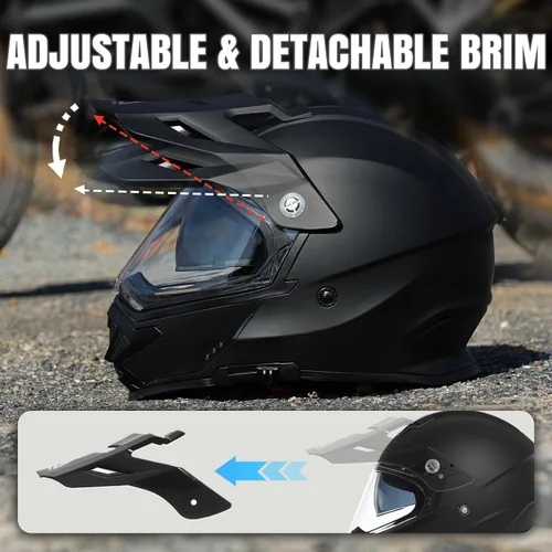 Vista 6 de TRIANGLE - Cascos de motocicleta para adultos, para bicicleta de tierra, ATV, deportes duales, casco integral con visera tintada, aprobado por DOT