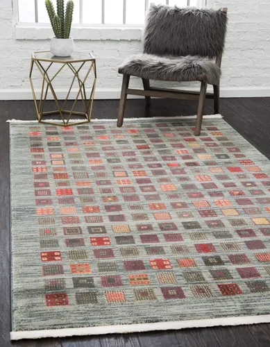 Vista 11 de Unique Loom Fars Collection - Alfombra moderna clásica de diseño geométrico inspirado en tribal, 2 pies 7 pulgadas x 10 pies 0 pulgadas, azul
