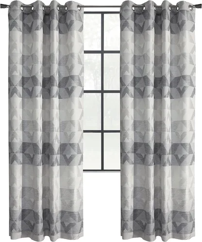 Vista 2 de Loft Living Jupiter - Panel de cortina jacquard multitejido con ojales, 52 x 95 pulgadas, color natural