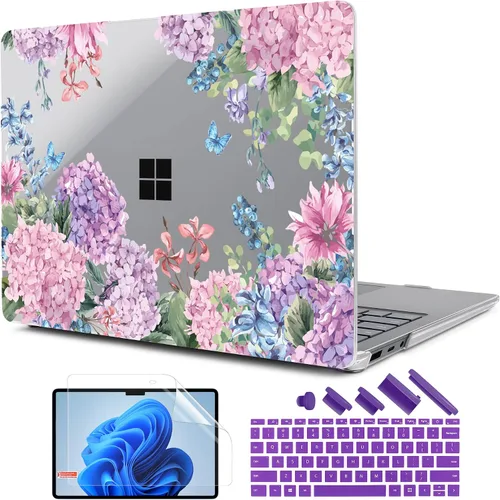 Vista 23 de TWOLSKOO Funda para portátil Microsoft Surface Go 2/1 de 12.4" lanzada con el modelo 1943/2013, carcasa rígida de plástico protectora y cubierta