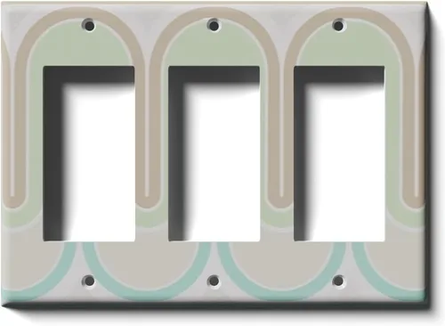 Vista 7 de Placa decorativa de salida - Verde Retro Waves - Receptáculo doble dúplex